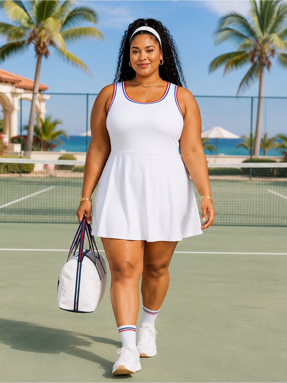 NWT White Active Dress 4X UPF 50 Built-In Shorts Shelf Bra |
